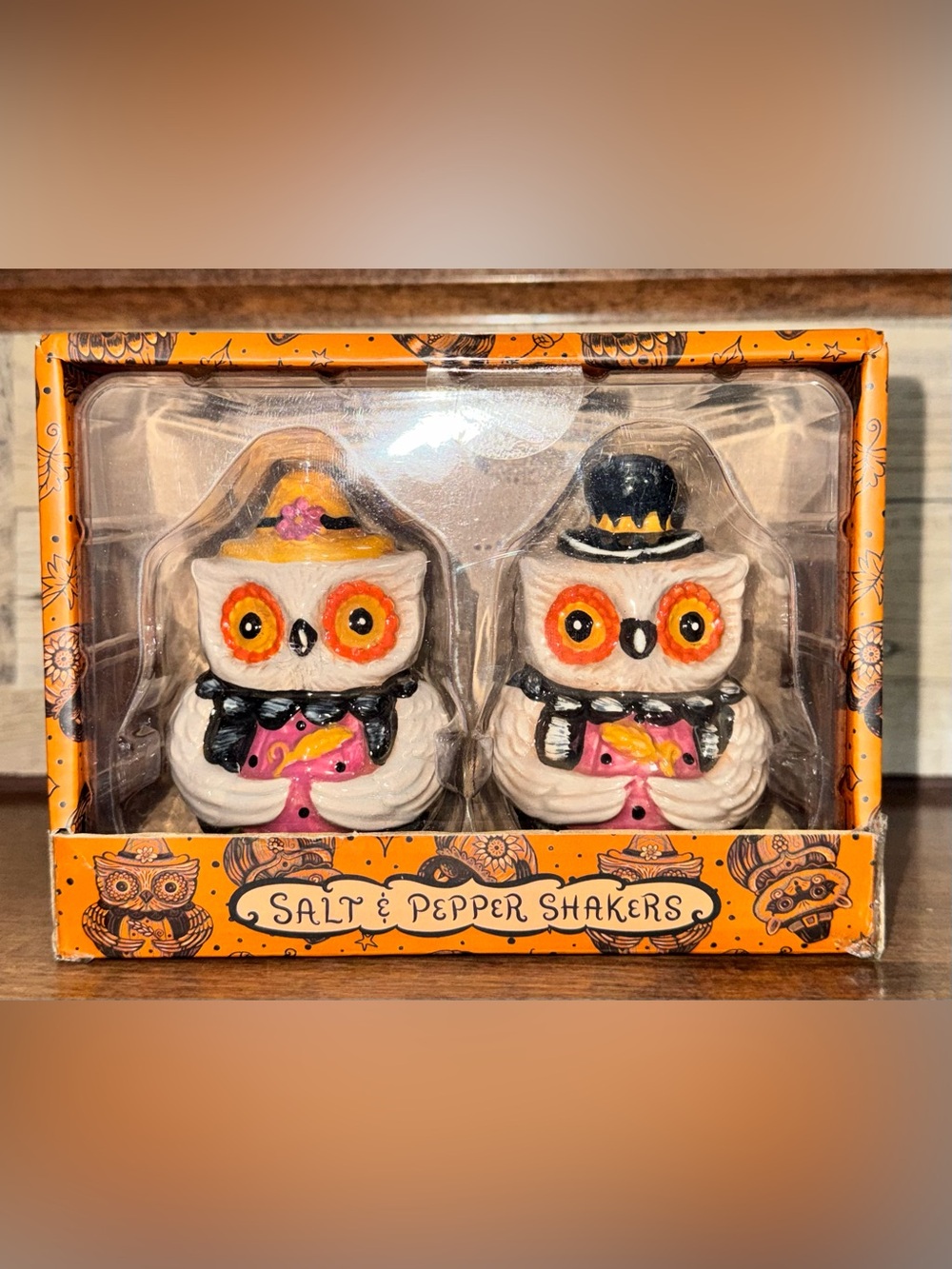 🥰 Johanna Parker Thanksgiving Owl 🦉 Salt Pepper Shakers Witch 🧙‍♀️ Pilgrim Hats